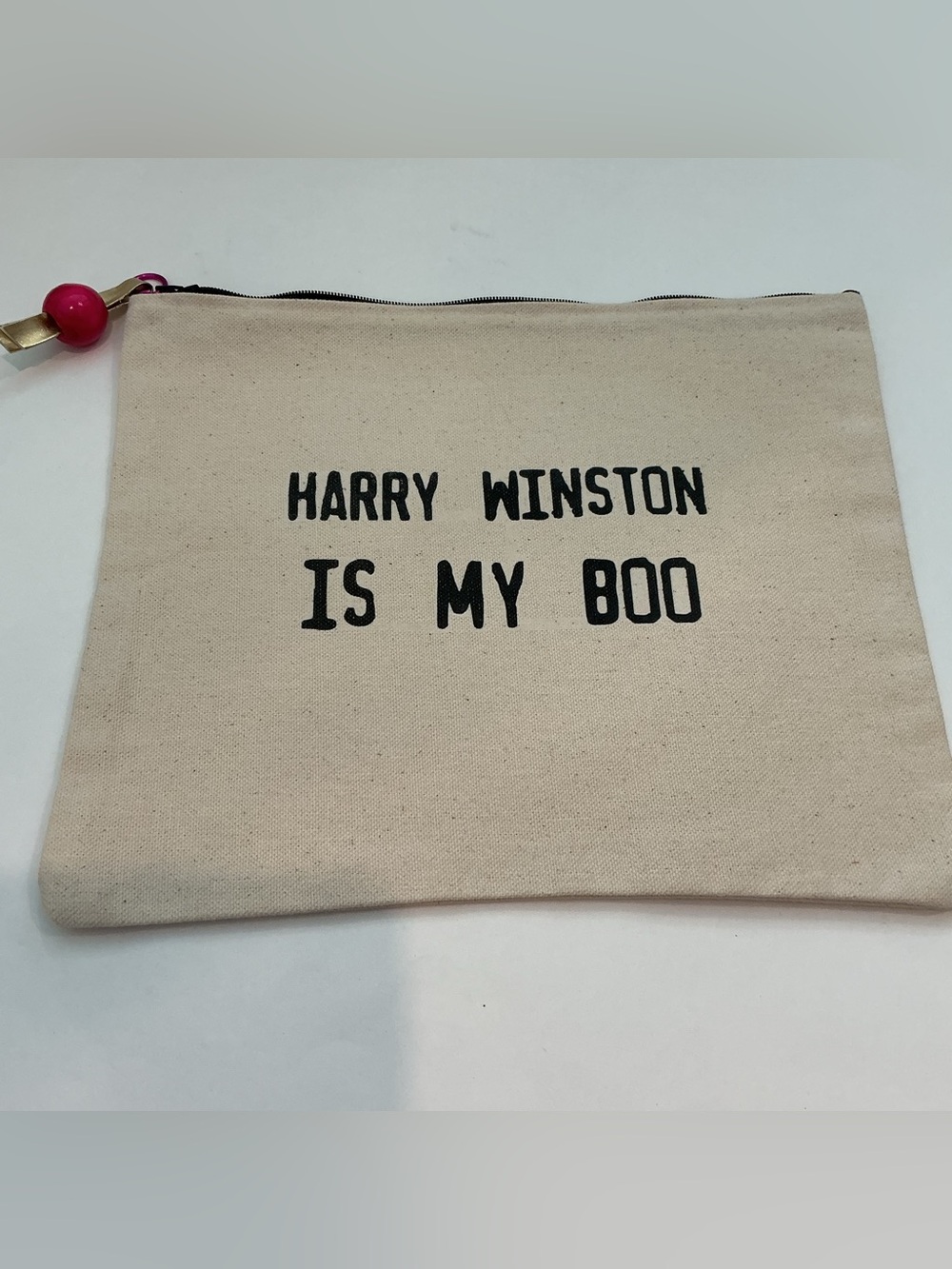 MARCIA MADE IT Harry Winston Is My Boo Canvas Zip Pouch - Natural